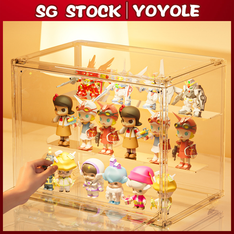 Stackable Popmart Display Box Lego Acrylic Display Case Toy Storage Boxes With Rack Shelf