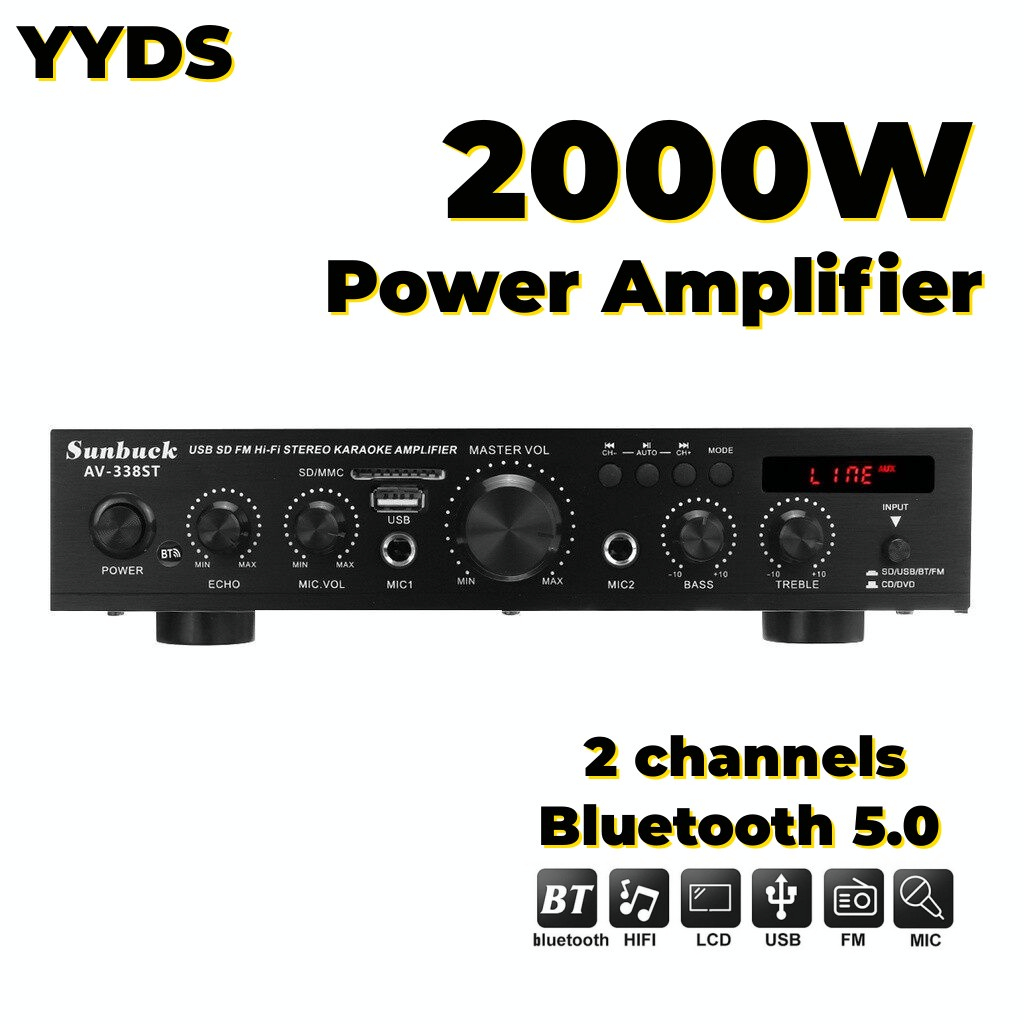 SUNBUCK 2000W Audio Power Amplifier home Digital Stereo AMP Speaker 5
