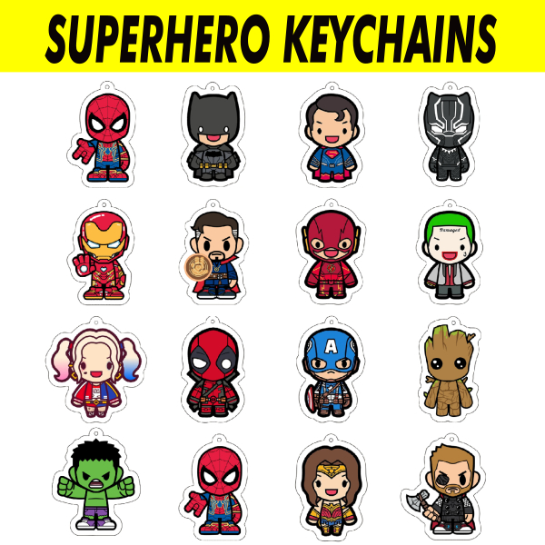 Superhero Keychain Keychains Ironman Spiderman Captain Hulk Thor Marvel ...