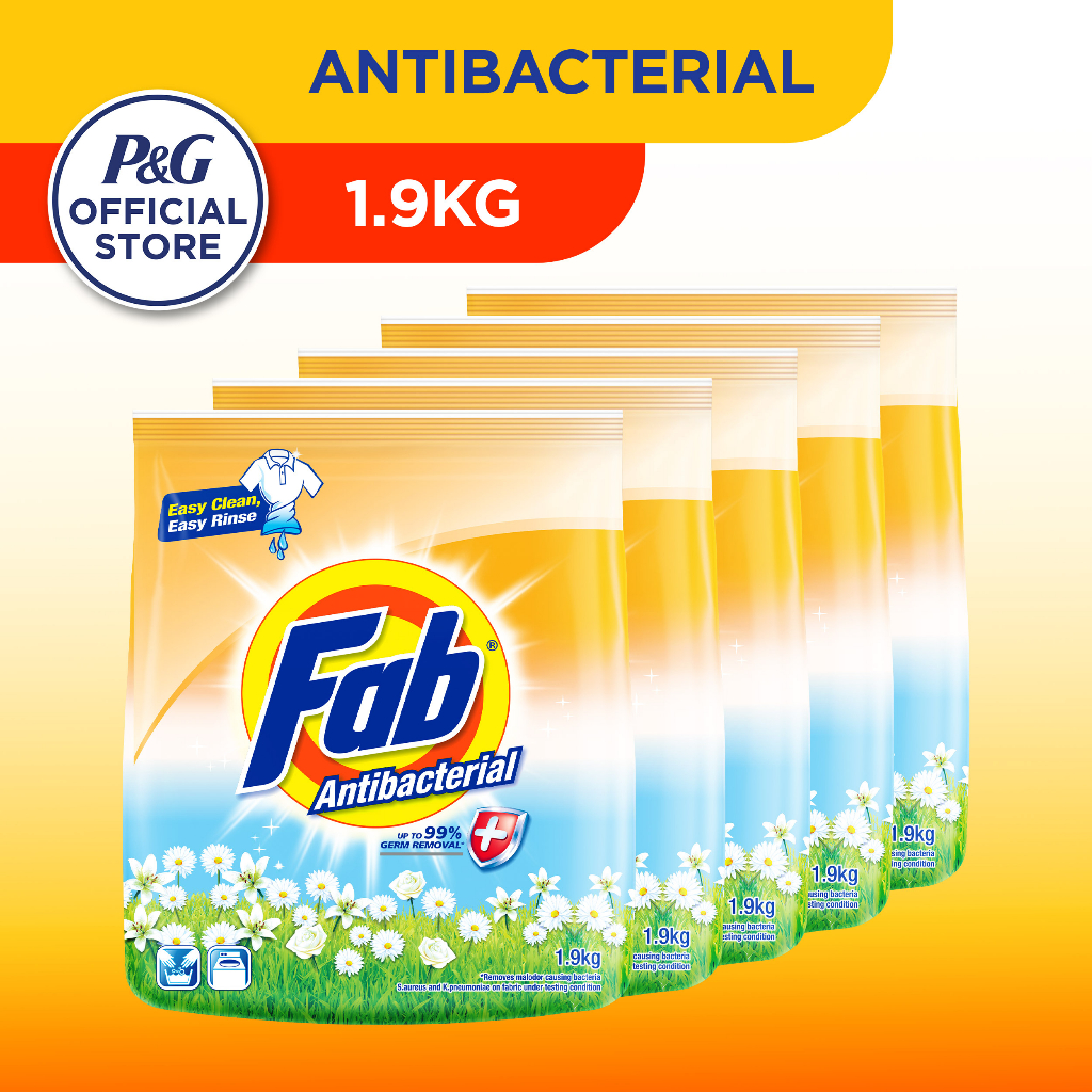 [Bundle of 5] FAB Laundry Powder Detergent 1.9kg Carton Deal Shopee