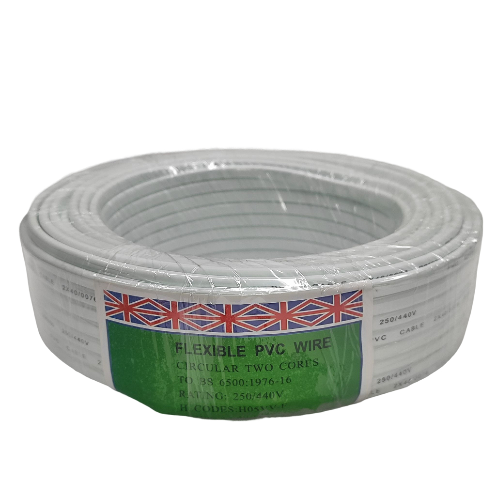 2 Core x 40/0076 (0.75mm) White PVC Flexible Wire Supply Electrical Cable Shopee Singapore