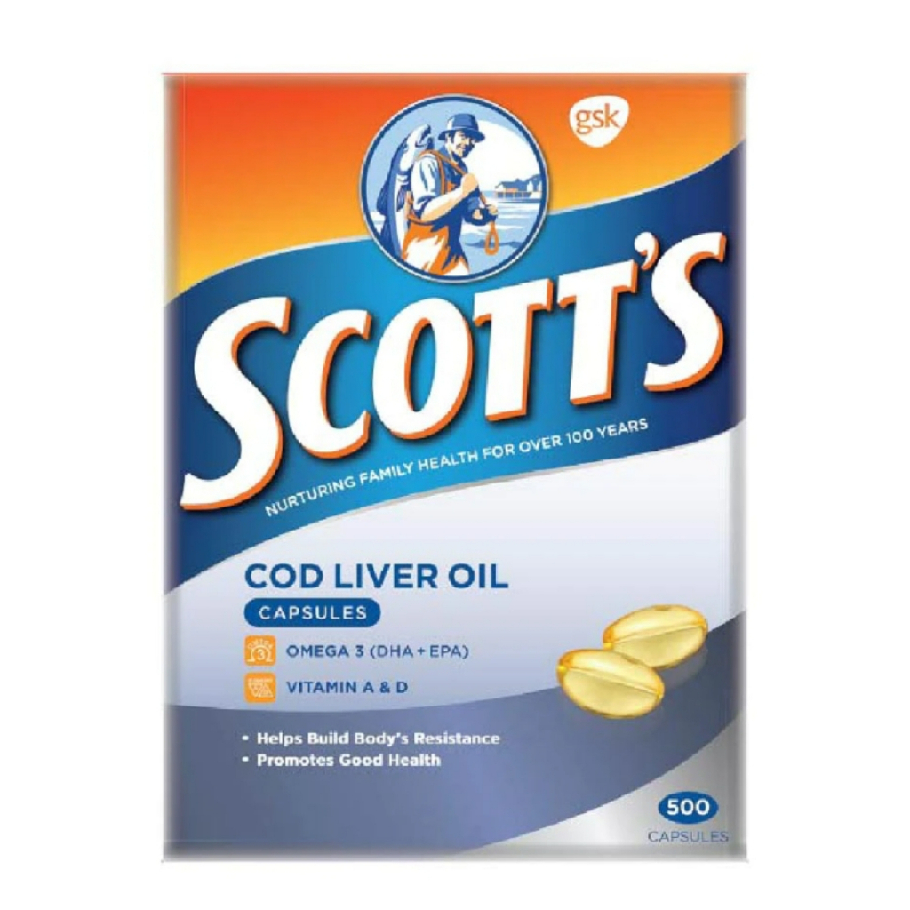 SCOTT'S COD LIVER OIL 100/500 CAPSULES 司各脱鳘鱼肝油 100/500 胶囊 | Shopee ...