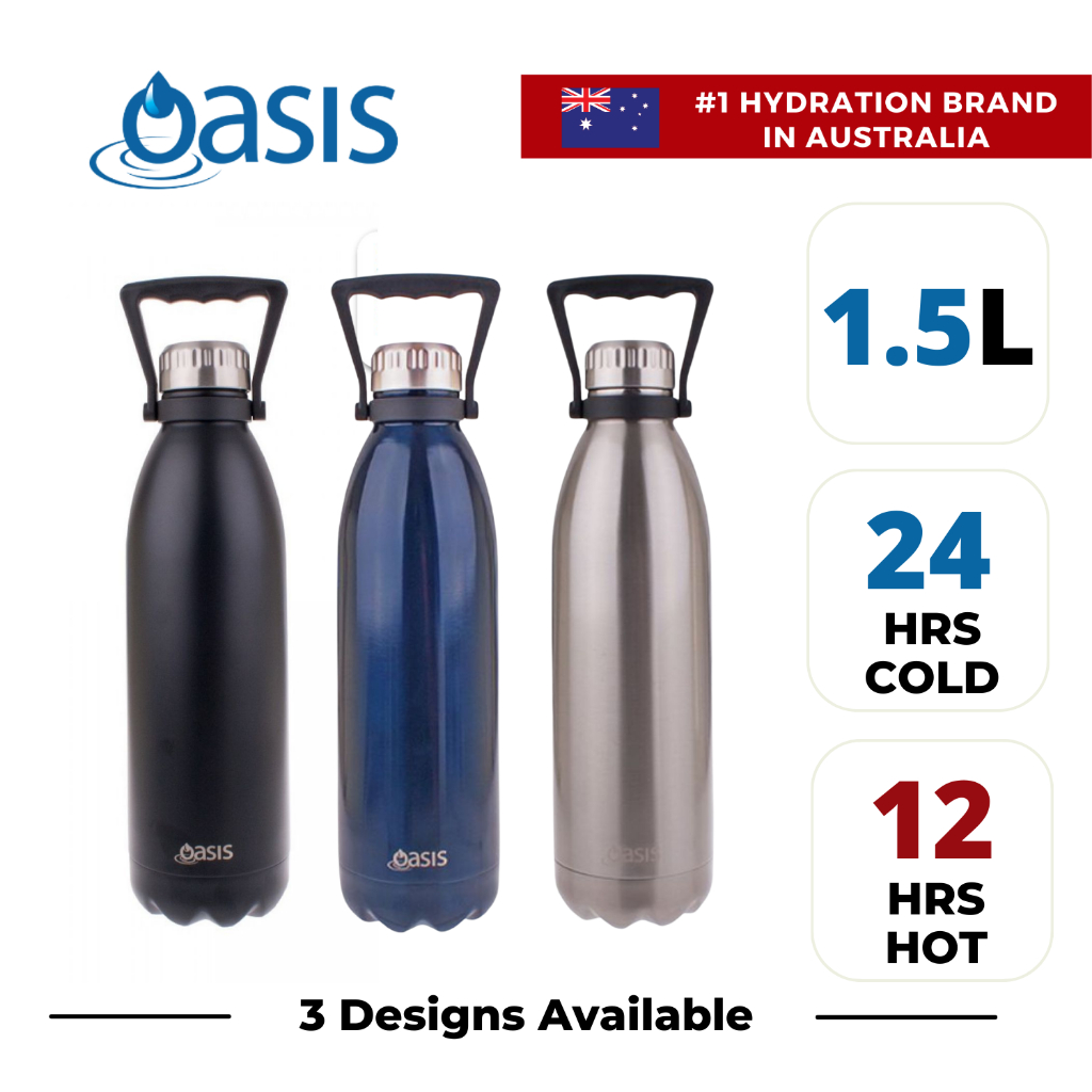 NEW OASIS DRINK BOTTLE 1 LITRE Double Wall Insulated Thermal Hot Cold Flask