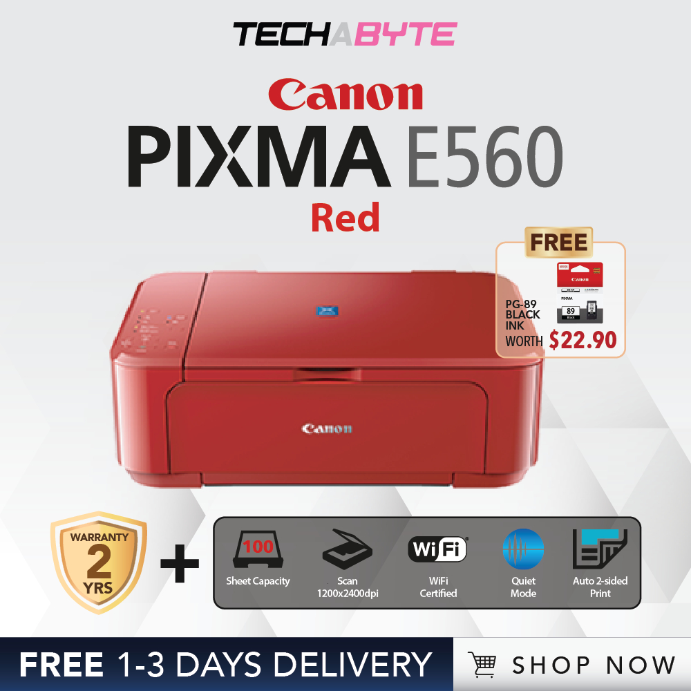 Canon PIXMA E560 Red Advanced Wireless AllInOne with Auto Duplex Low