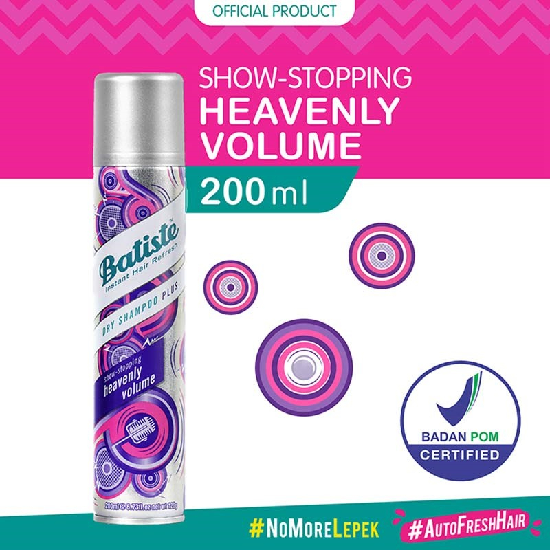 Batiste Dry Shampoo Heavenly Volume Stylist Spray, 200ml Shopee Singapore