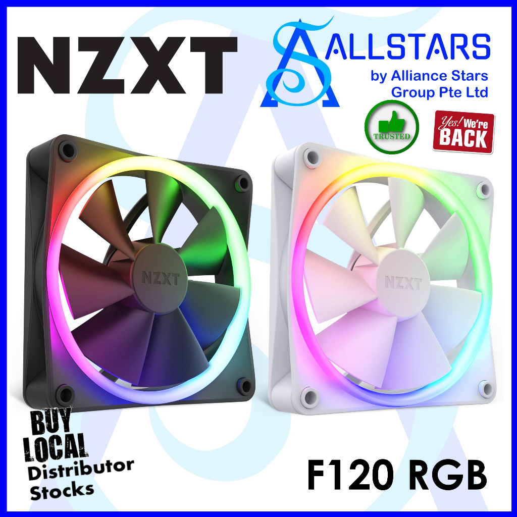 NZXT F120 RGB / 120mm RGB Fan (Black RGB : RF-R12SF-B1 or White RGB ...