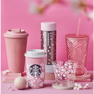 New Starbucks Pink Sakura Color-changing Glass Coffee Mug Cup with