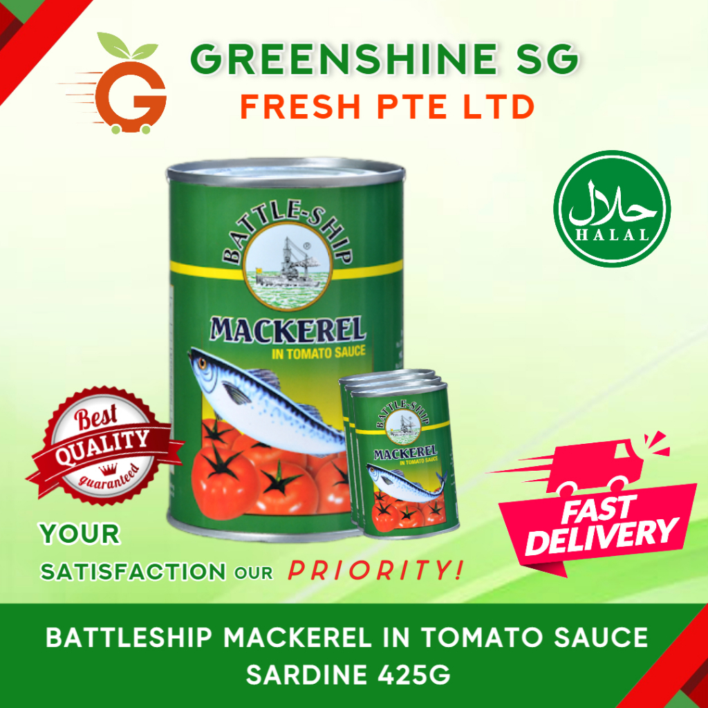 BATTLESHIP MACKEREL IN TOMATO SAUCE SARDINE 425G Shopee Singapore