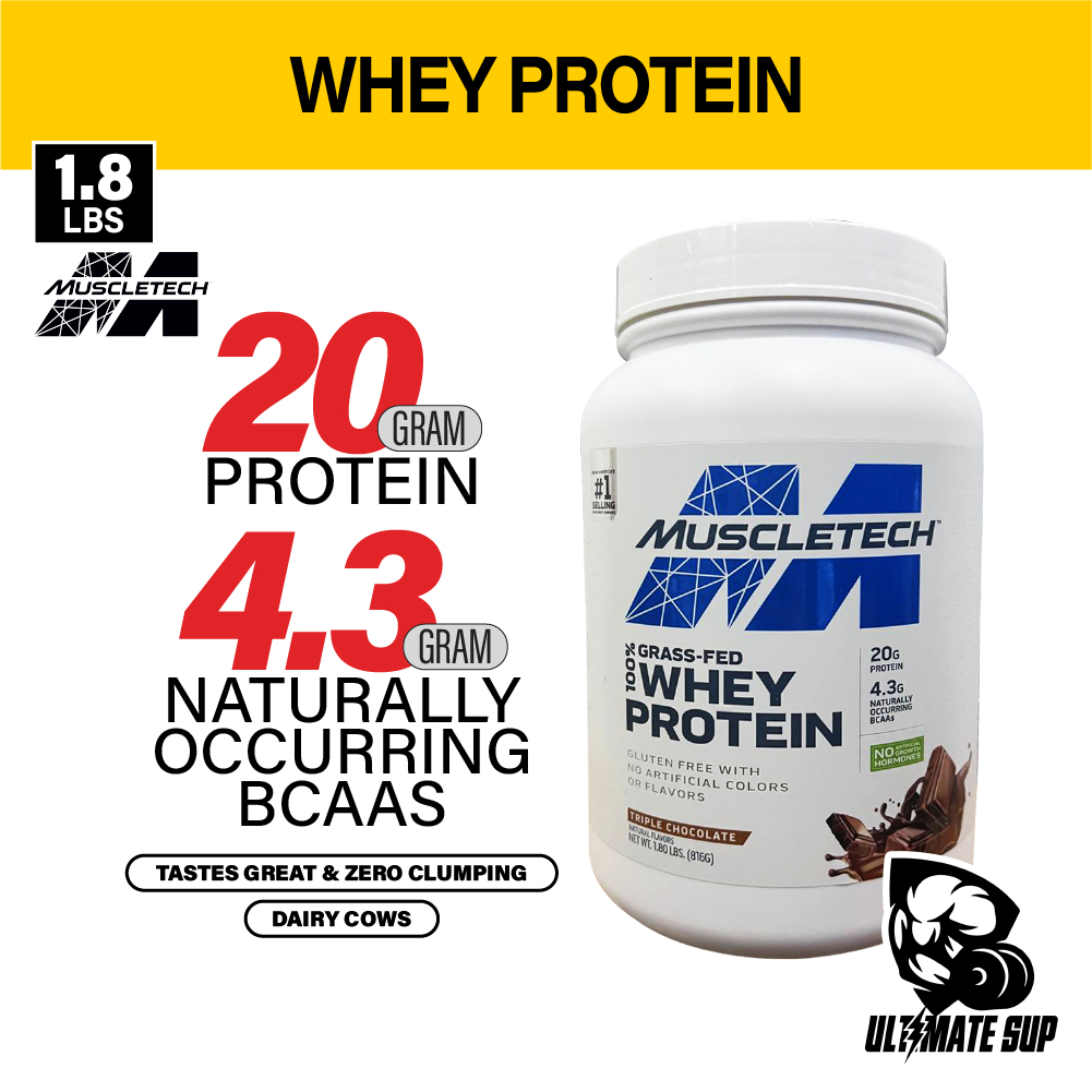 MuscleTech Grass Fed Whey Protein Powder, Protein Powder, Gluten Free ...