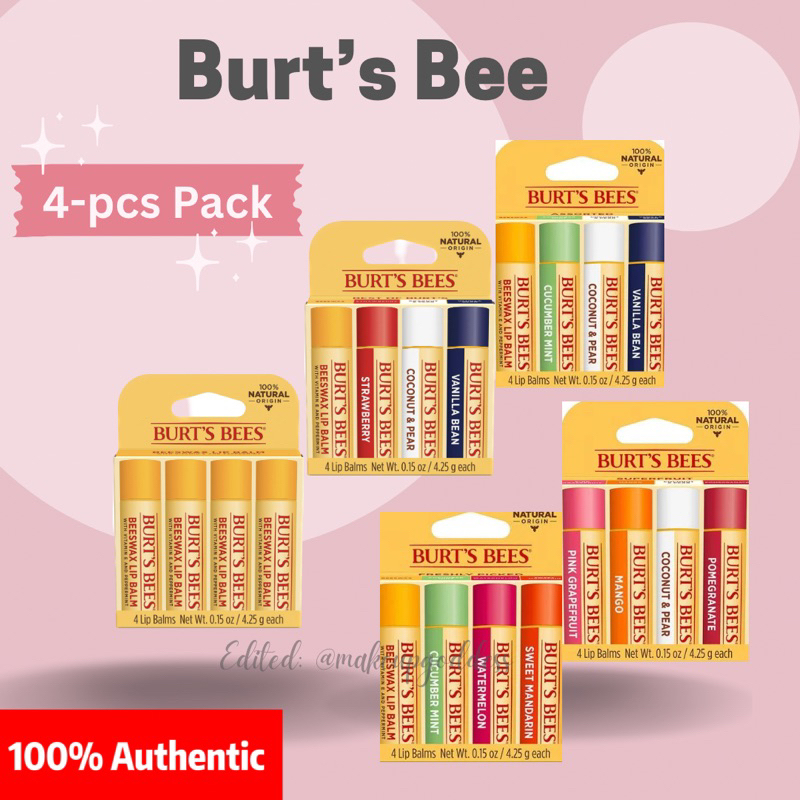 🌟SG SELLER🌟Burts’s Bees Lip Balm 4 Tubes Set (Original/ Best Of Burt’s ...