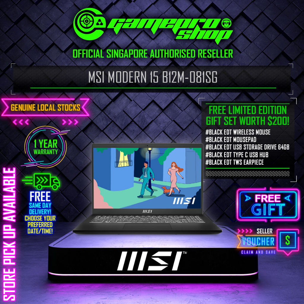 MSI Modern 15 B12M-081SG / i5-1235U / Intel Iris Xe Graphics / 15.6 FHD (1920x1080) / 1Y