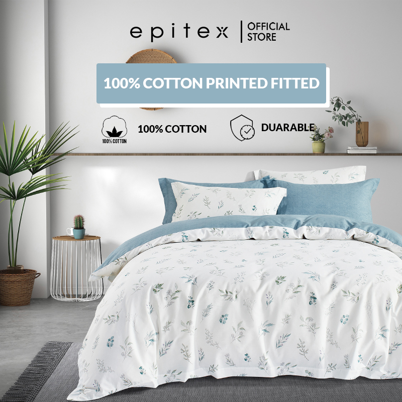 (New Arrival) Epitex 100 Cotton 980TC Printed Bedsheet Fitted Sheet