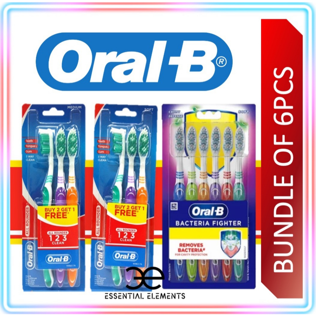 ORAL B [BUNDLE OF 6PCS(3X2Pack)] TOOTHBRUSH Oral-B All Rounder 123 ...