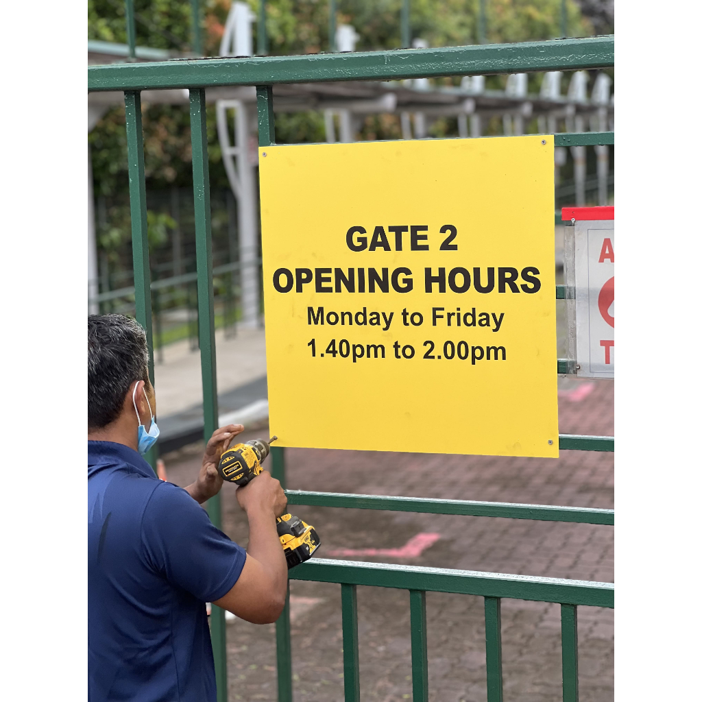 Gate Opening Hours Signage on Aluminium Plate | Shopee Singapore