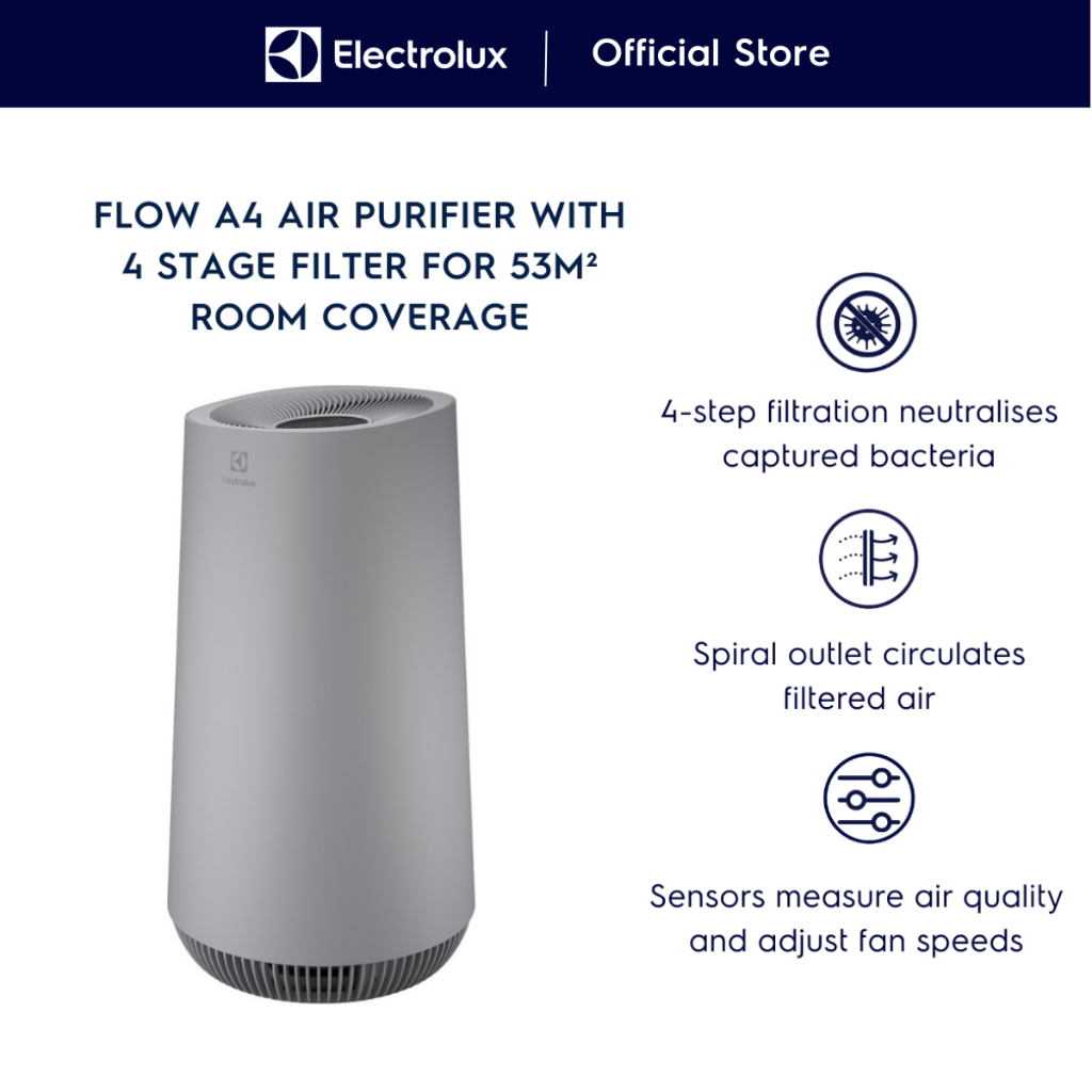 Electrolux FA41402GY, Flow A4 Air Purifier with 2 Years warranty