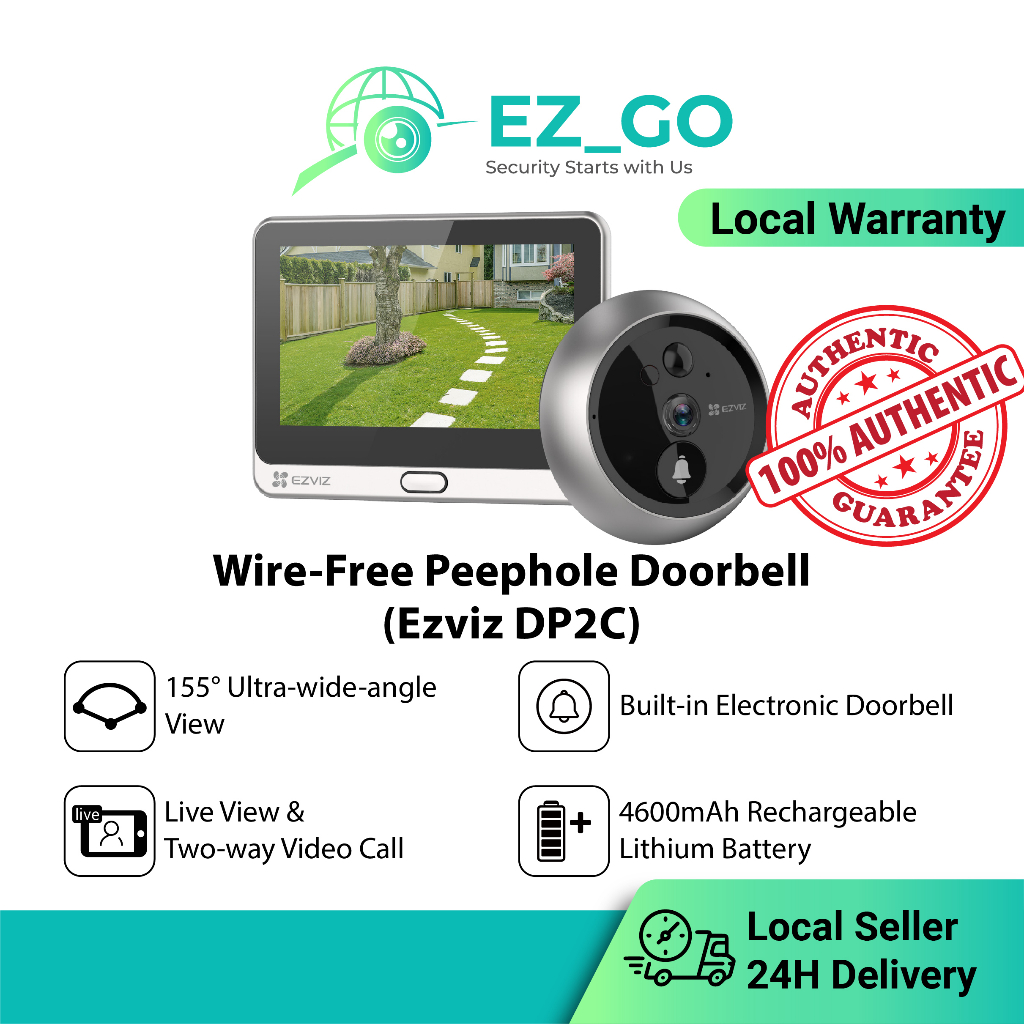 [SG SELLER] EZVIZ Doorbell DP2C/DB2 Smart Wireless Peephole Doorbell