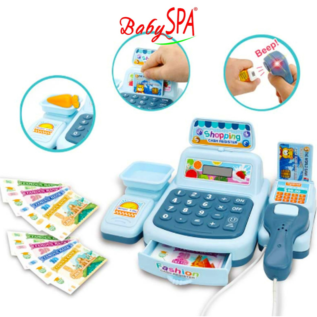 Cashier Machine Toys Pretend Play Set Supermarket Cash Register Casher Girl Play House Toys Swipe Scan Cashier Toys Supe