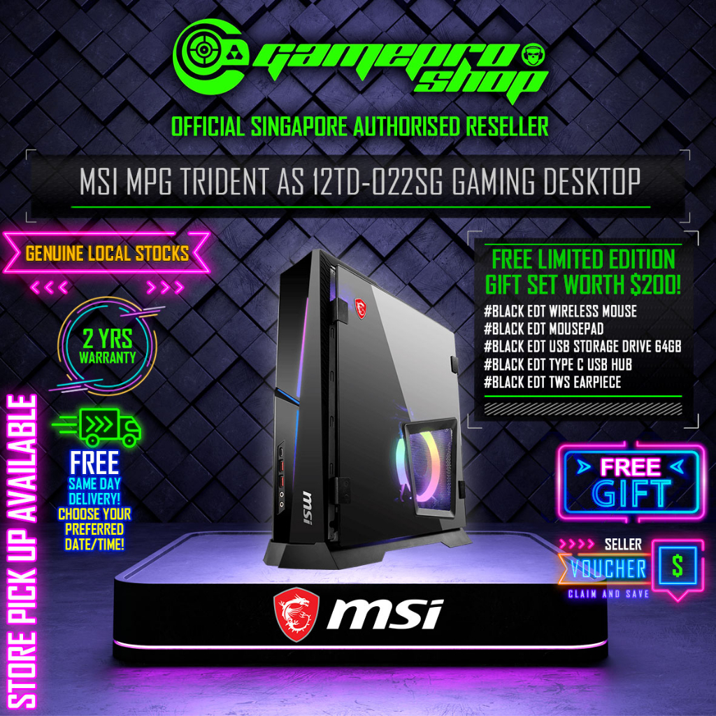 MSI MPG Trident AS 12TD-022SG Gaming Desktop - i7-12700F / 16GB DDR4 / RTX3070 LHR / W11 / 2Y