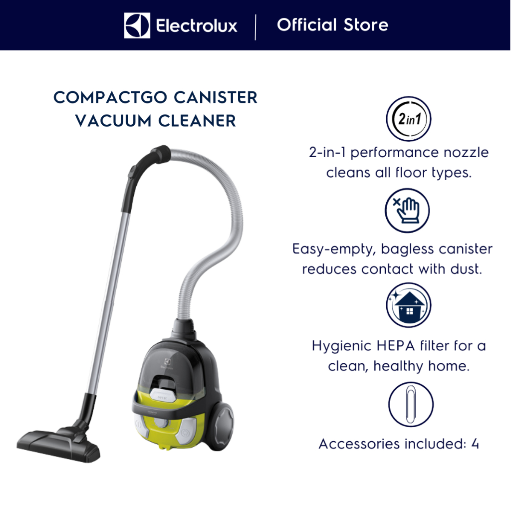 Electrolux Z1231 CompactGo Cyclonic Bagless Vacuum Cleaner with 2