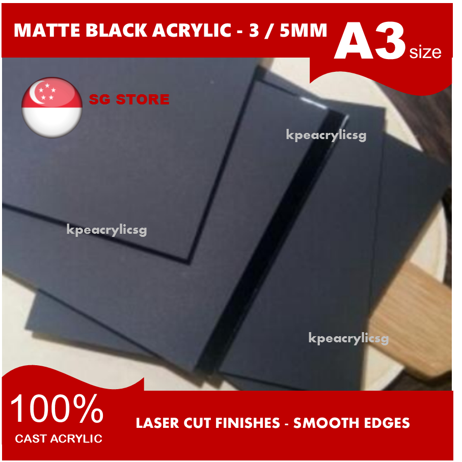 [Ready Stock] A3 Size Matte Black Acrylic Sheet Plexiglass 3