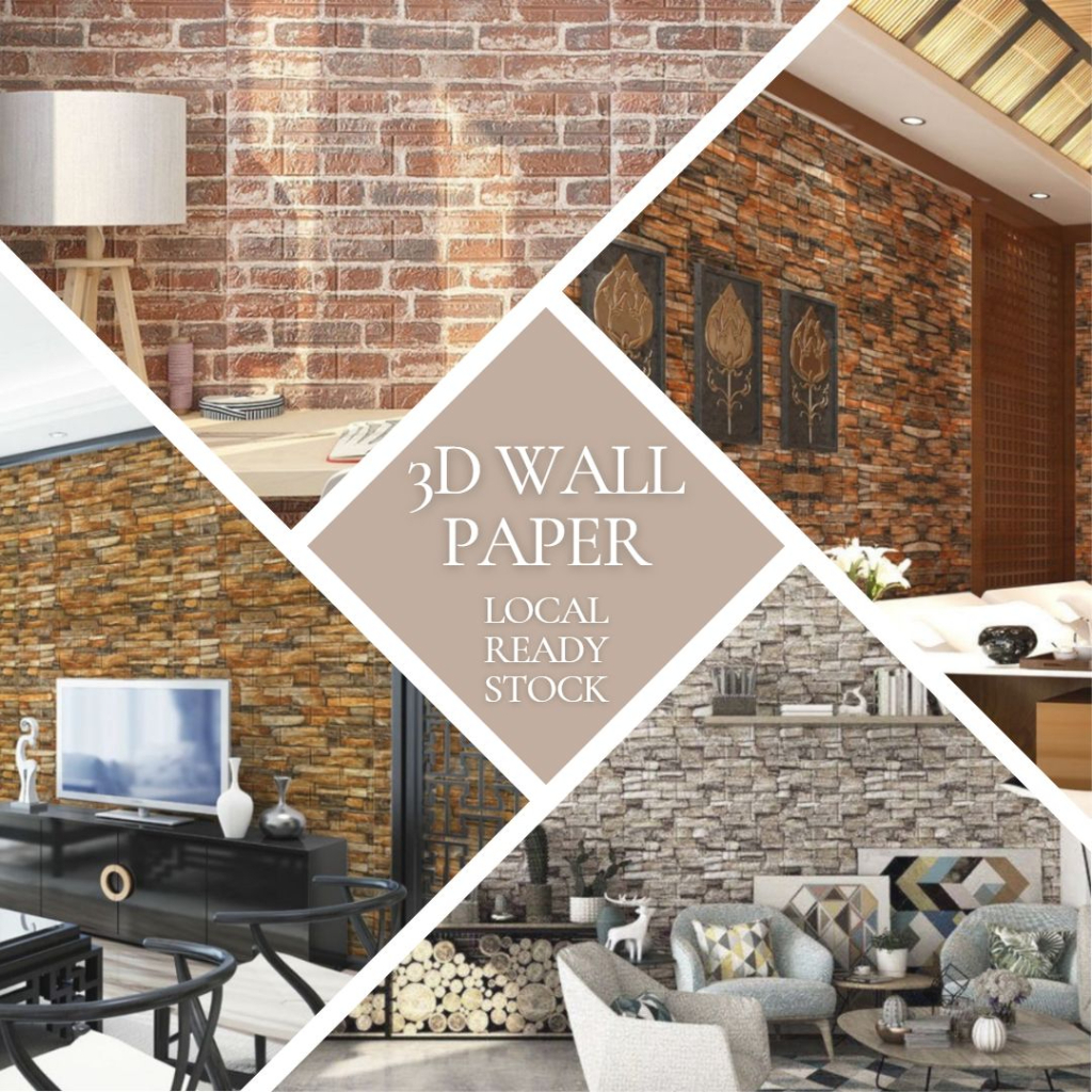 3D Brick Wallpapers (77cm by 70cm) Stickers DIY Decor Wallpaper Self