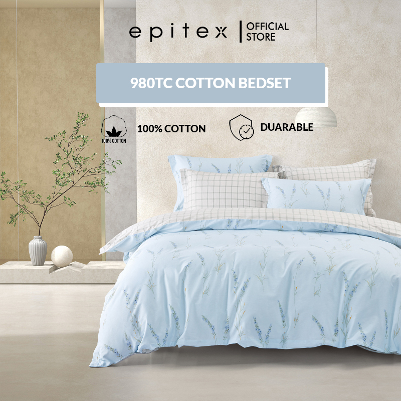 (New Arrival) Epitex 100 Cotton 980TC Printed Bedsheet Fitted Sheet