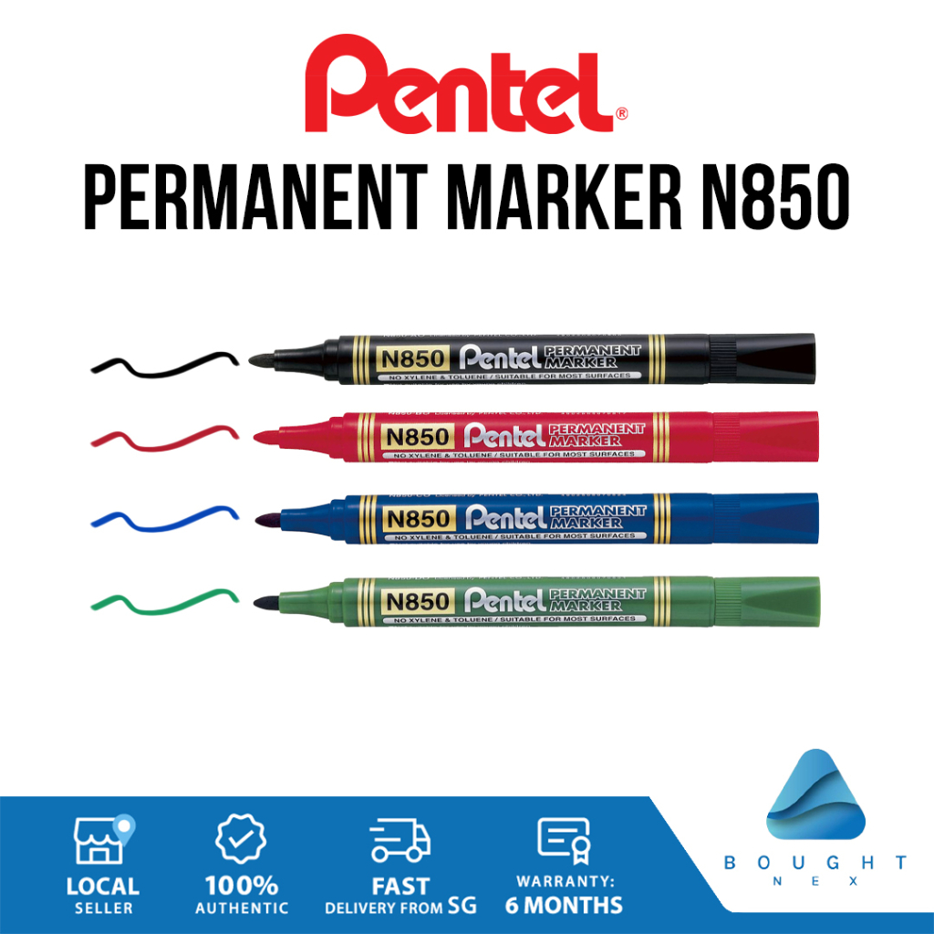 Pentel N850 Permanent Marker Bullet Tip Waterproof Fade Resistant and
