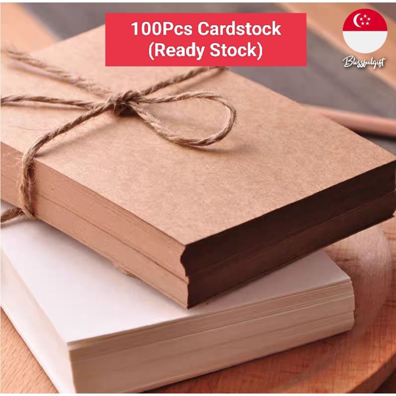 100Pcs 350gsm Thick Paper Blank Card Kraft Cardstock Postcard Black Brown White Shopee Singapore
