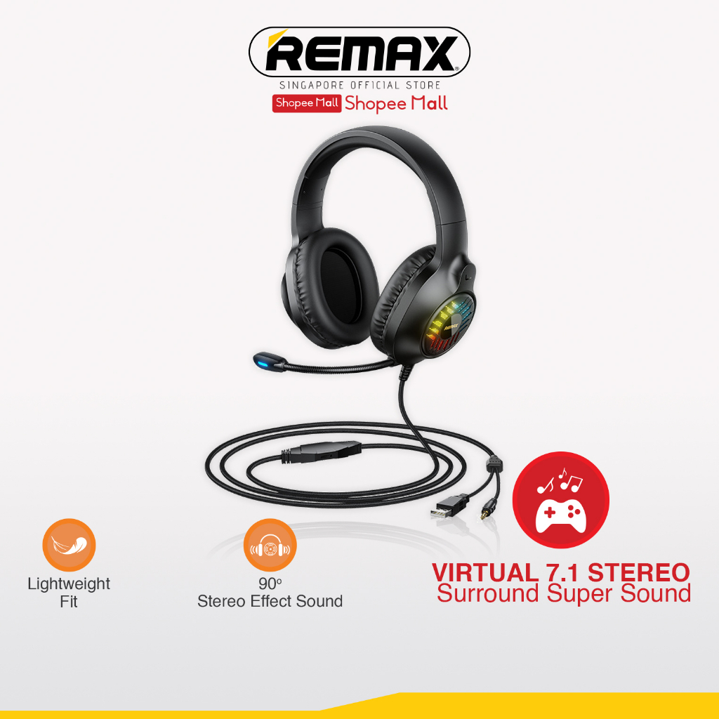 [Remax Audio] RM-850 Gamer Selection Wargod II Series RGB LED Lighting  Stereo Sound Multi-Platform Wired Gaming Headset