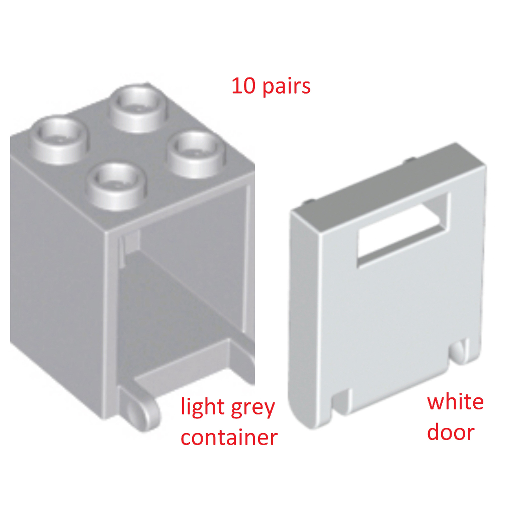 [Sim Brick] Lego container box letterbox 2x2x2 + door with slot (x10 ...