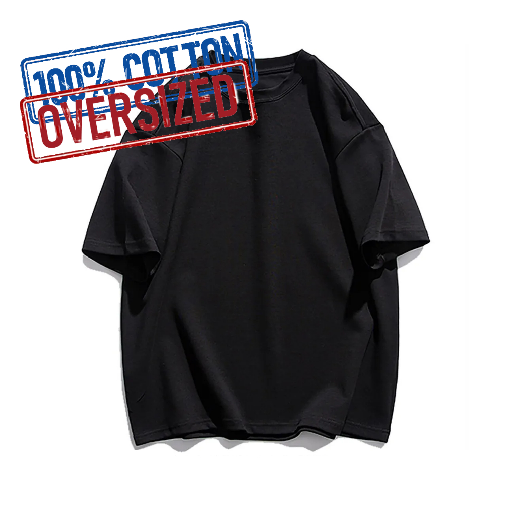 Korean Style Oversized Plain Cotton Tee Men Casual Crew Neck Plain