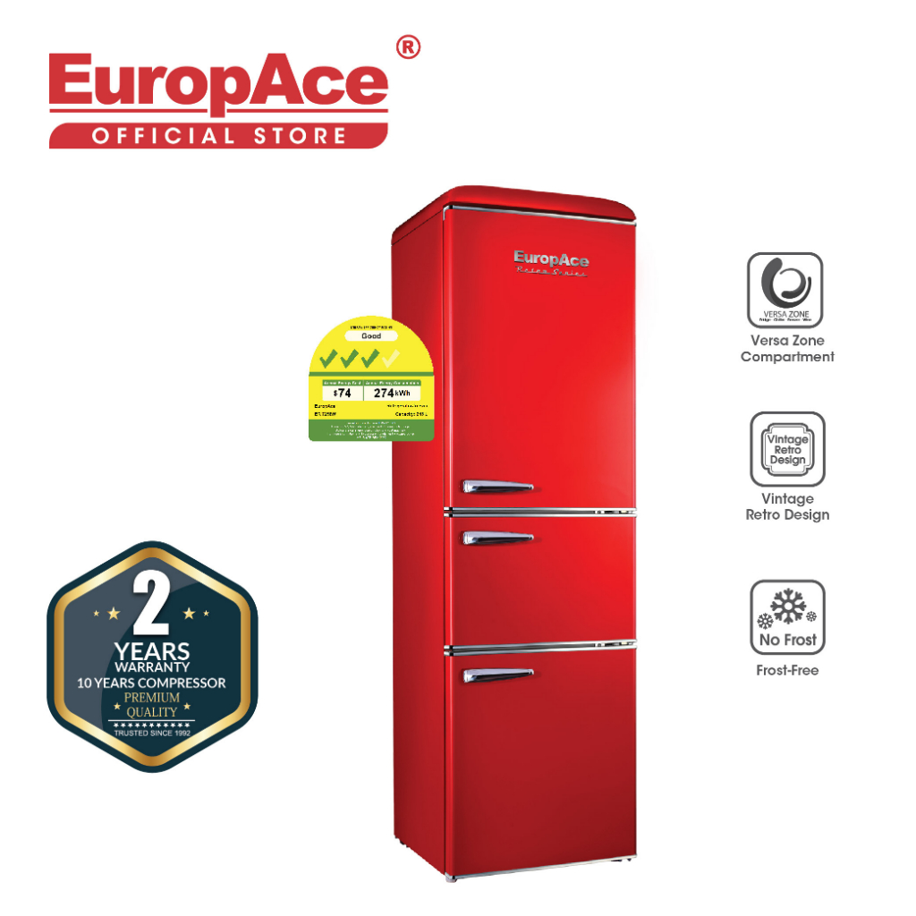 EuropAce Retro 3 Door Refrigerator ER 7256W Shopee Singapore