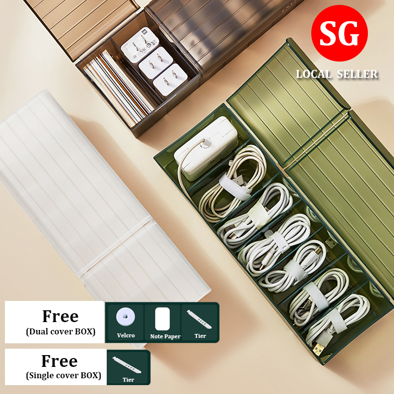 🇸🇬【SG stock】Data Cable Organiser Cable Management Box Charging Cable