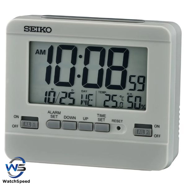 Seiko QHL086NL QHL086N QHL086 Grey Alarm Snooze Light Thermometer ...