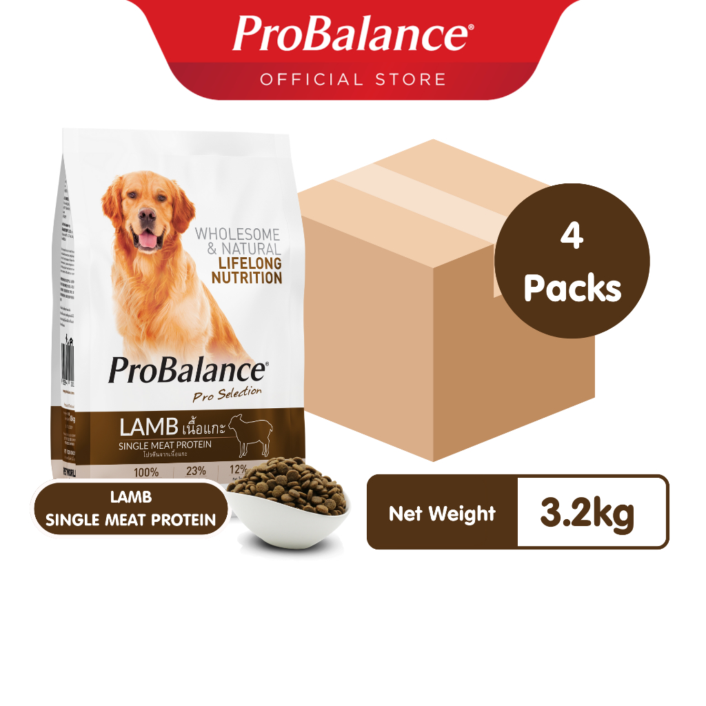 ProBalance 100 Single Source Meat Adult Dry Dog Food Lamb 3.2Kg x 4