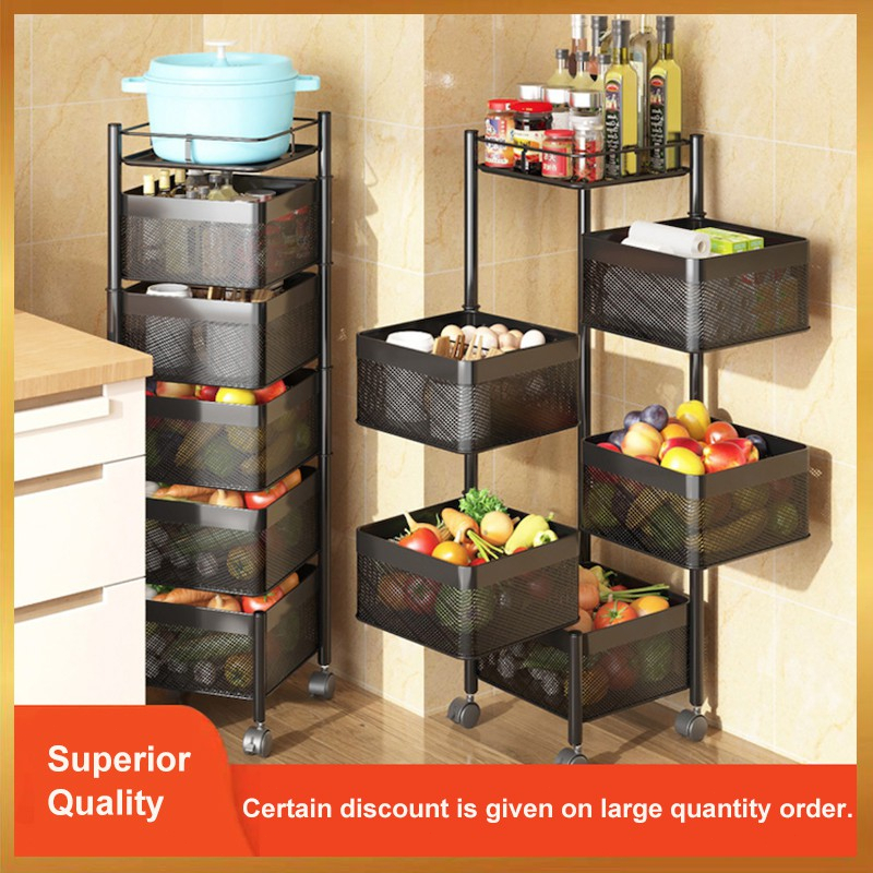 Household kitchen trolley with handle layered storage rack fruit and ...