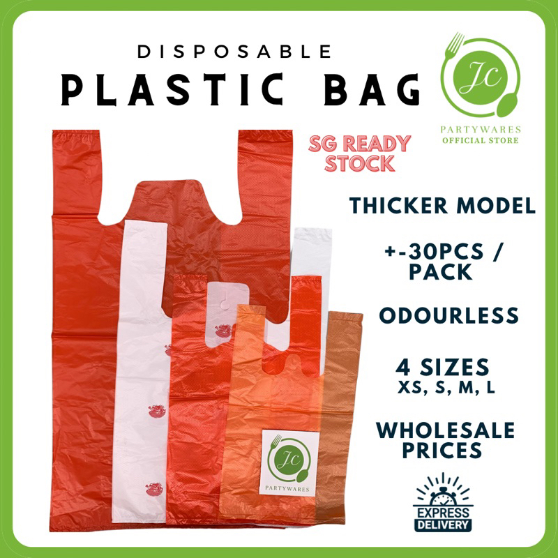 SG INSTOCK Thick & Cheapest Plastic Bag Supermarket Groceries Bag