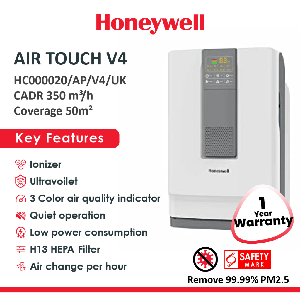 Honeywell Air Touch V4 Indoor Air Purifier. PreFilter, H13 HEPA Filter
