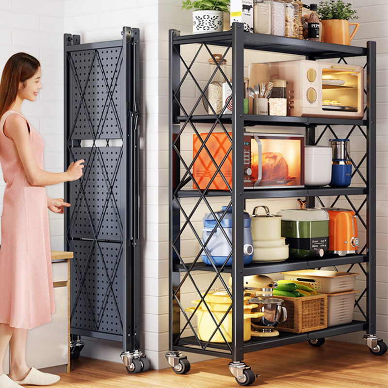 【READY STOCK】 Folding kitchen storage rack Installation free kitchen ...