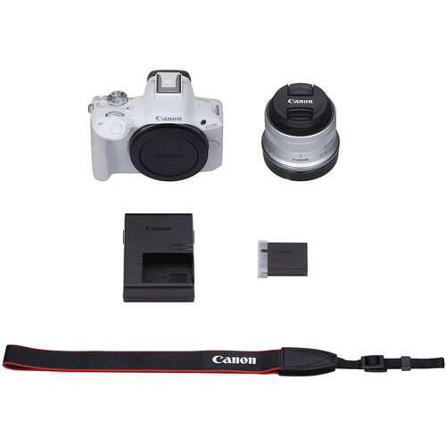 Canon EOS R50 Mirrorless Camera with 18-45mm Lens (White) + 15