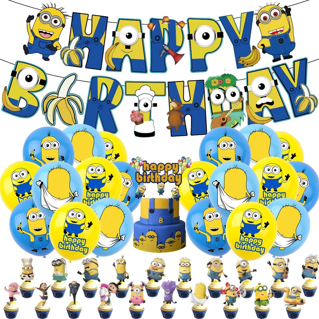 Despicable Me Minions Gru Theme Party Decoration Set Anime Cartoon ...