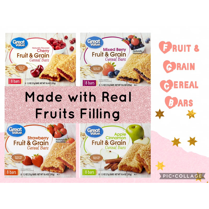 Great Value Mix Variety Fruit & Grain Cereal Bars,8 bars | Shopee Singapore