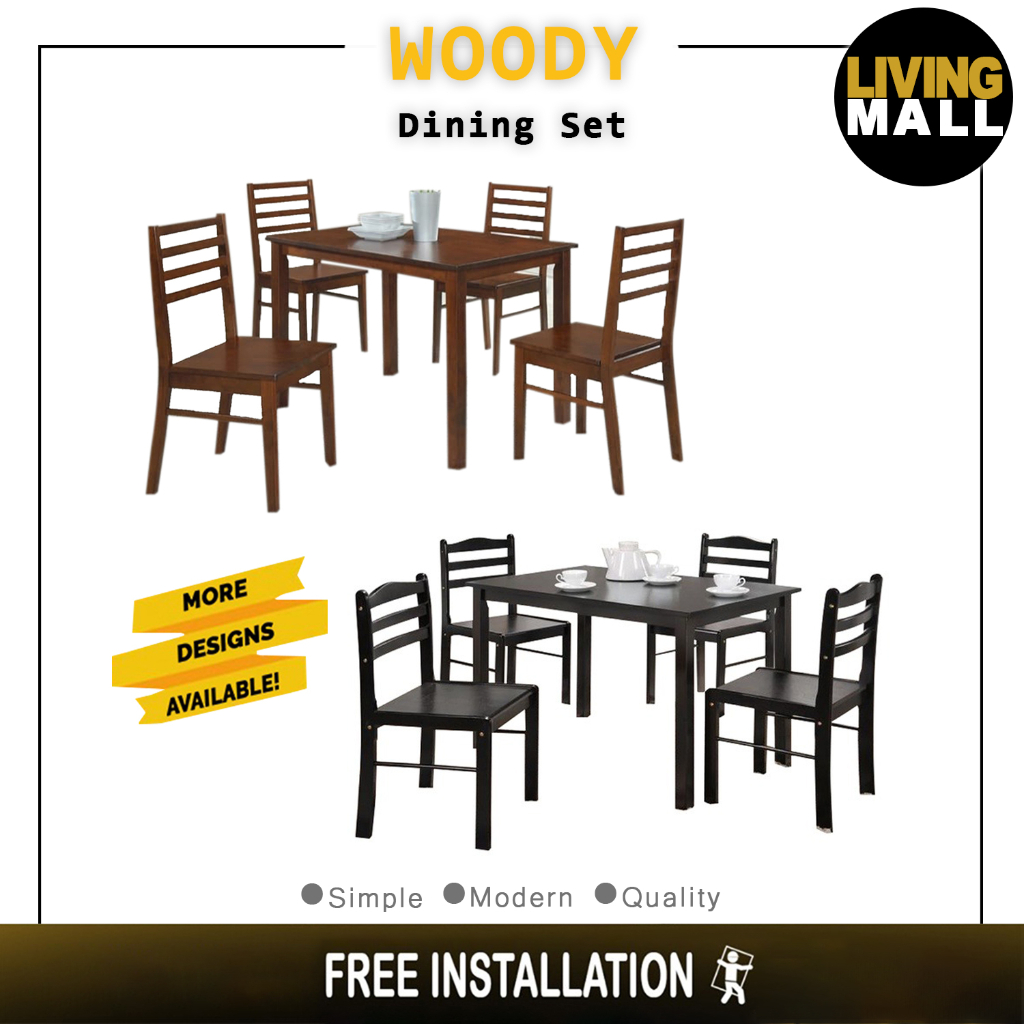 Living Mall Woody Dining Set 7 Design | Shopee Singapore