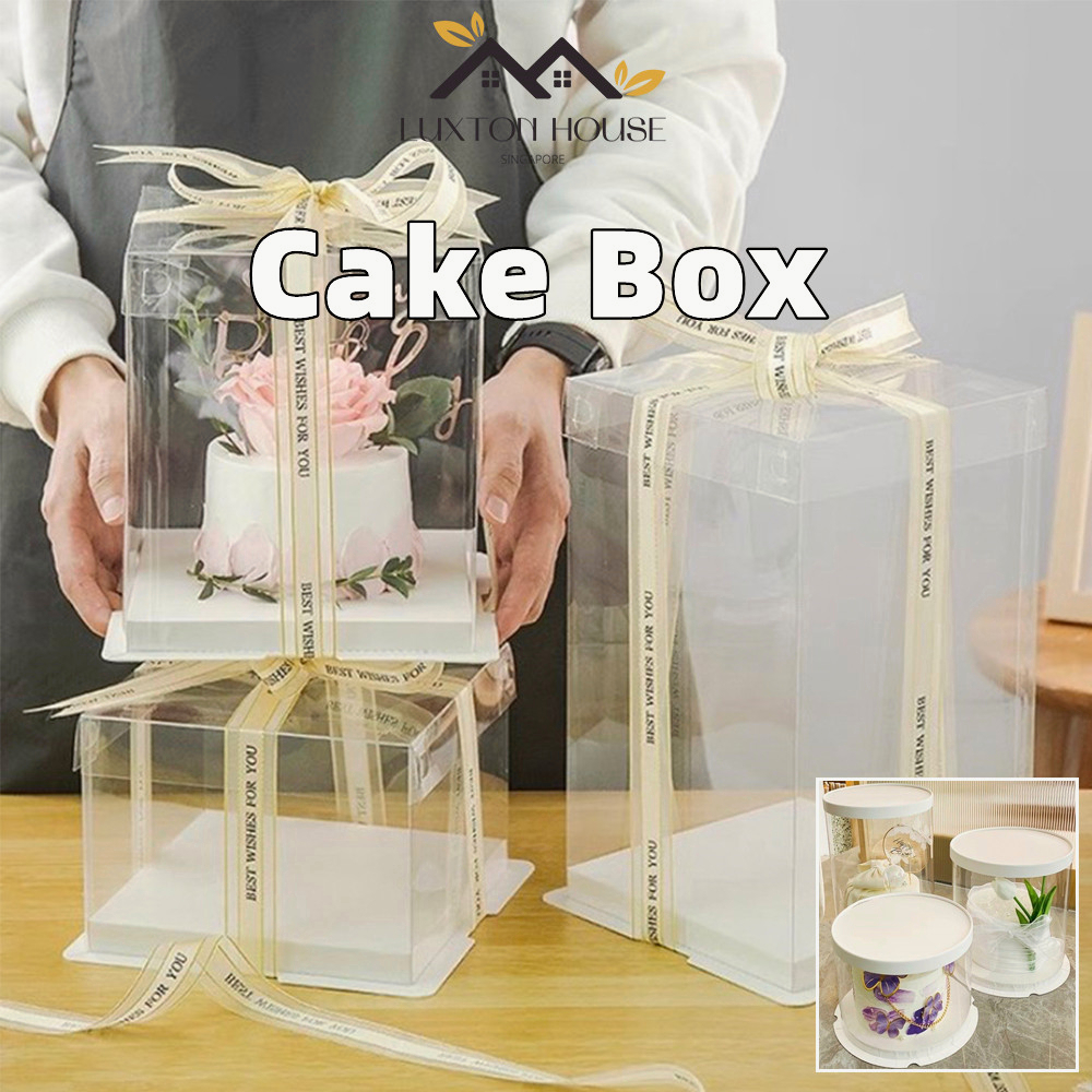 {SG} 10Inch 12Inch Transparent Cake Box Round Wedding Cake Boxes Tall