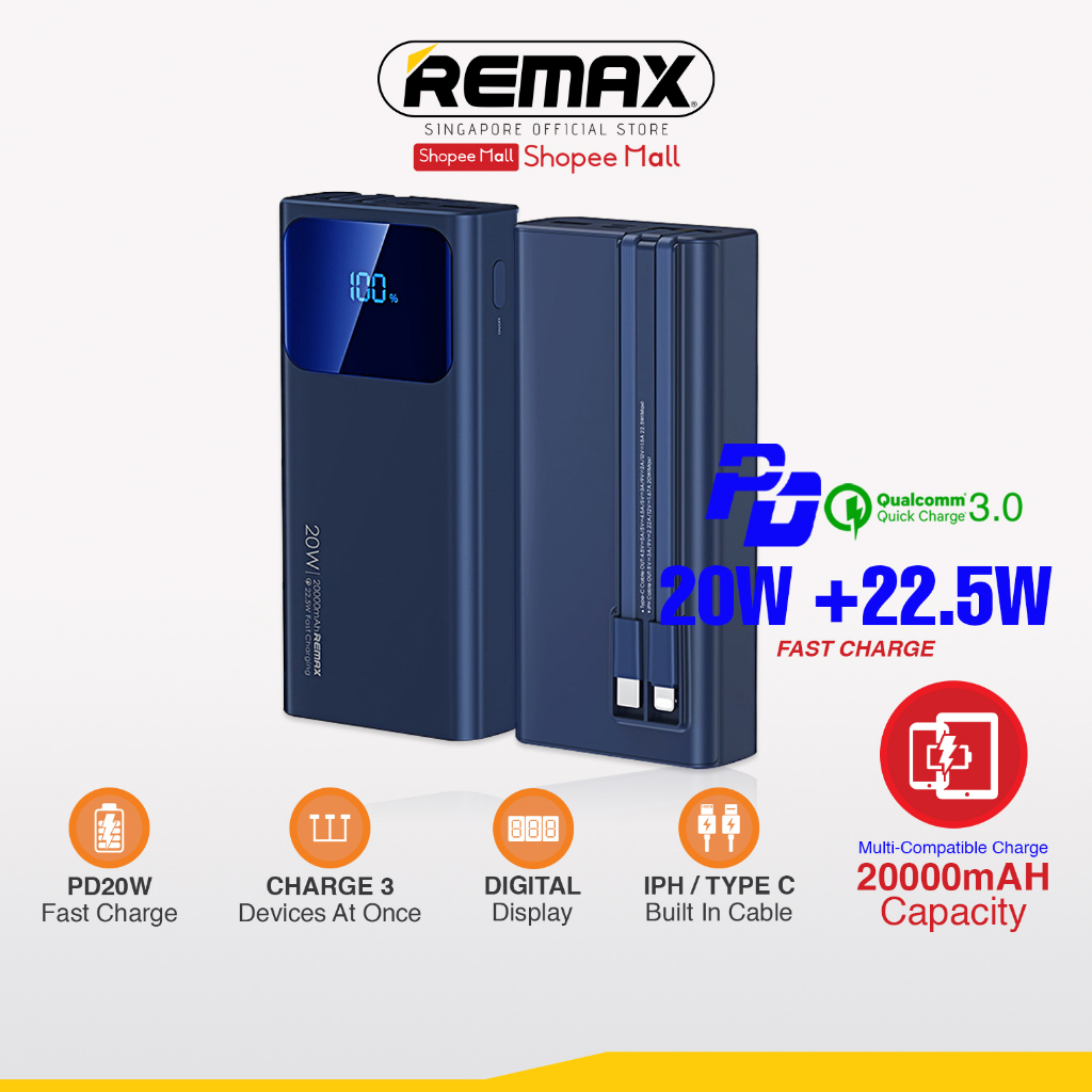 [Remax Energy] RPP-535 Voyage Series 20000mAH 20W + 22.5W PD+QC Fast ...