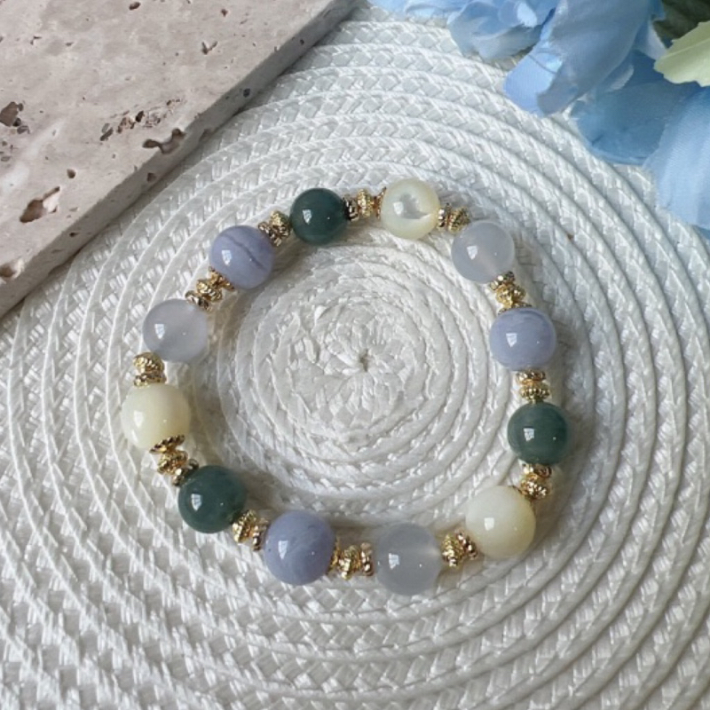 Bleu Stacker Bracelet (Blue Lace Agate, Blue Chalcedony, Blue Water ...