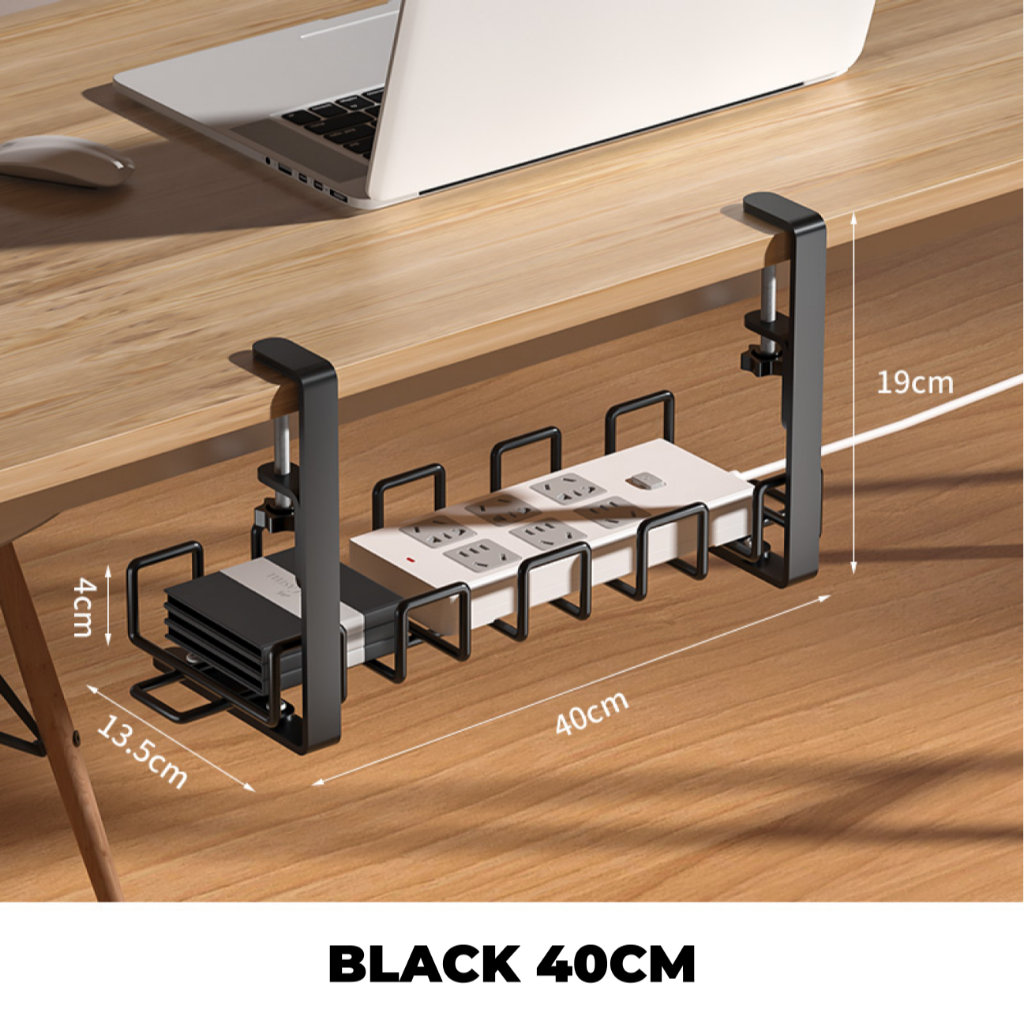 AEGIS Non Drilling Under Desk Cable Management Tray 40/58CM Carbon ...