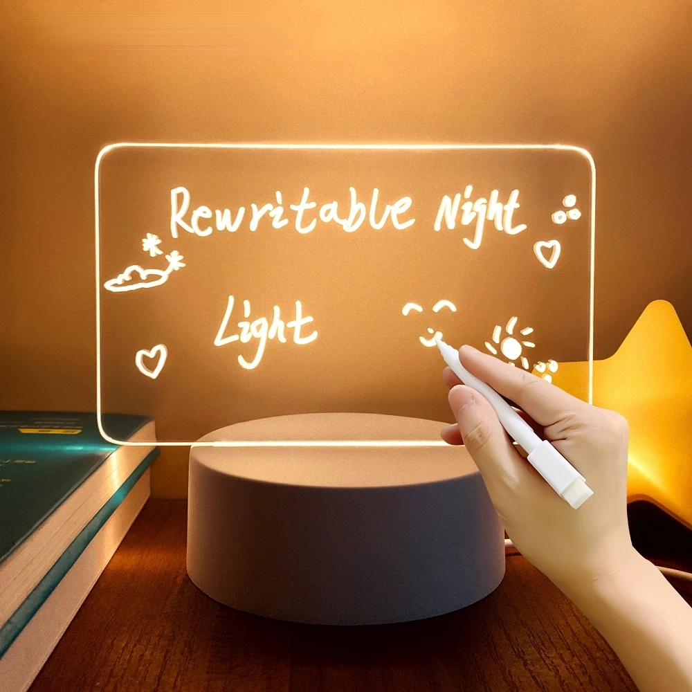 LED Acrylic Message Note Board 3 Light Mode Luminous Schedule Organizer ...