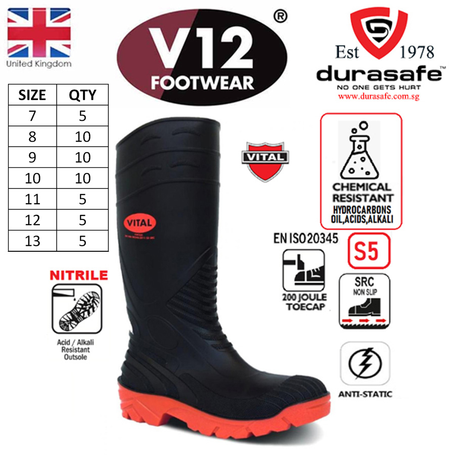 V12 Vital VW256 Titan Safety Wellington Boots Shopee Singapore