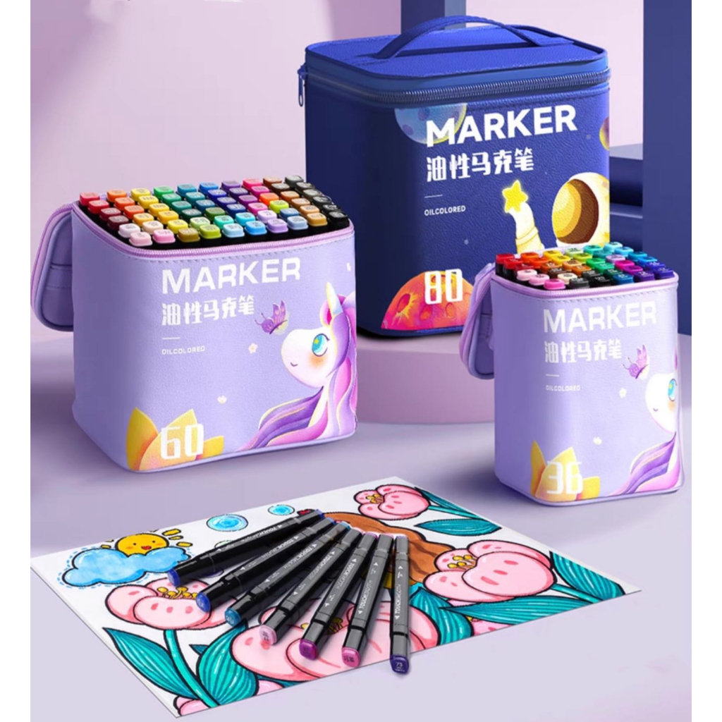 Ohuhu 72 Colors Alcohol Markers Brush & Chisel Double Tipped